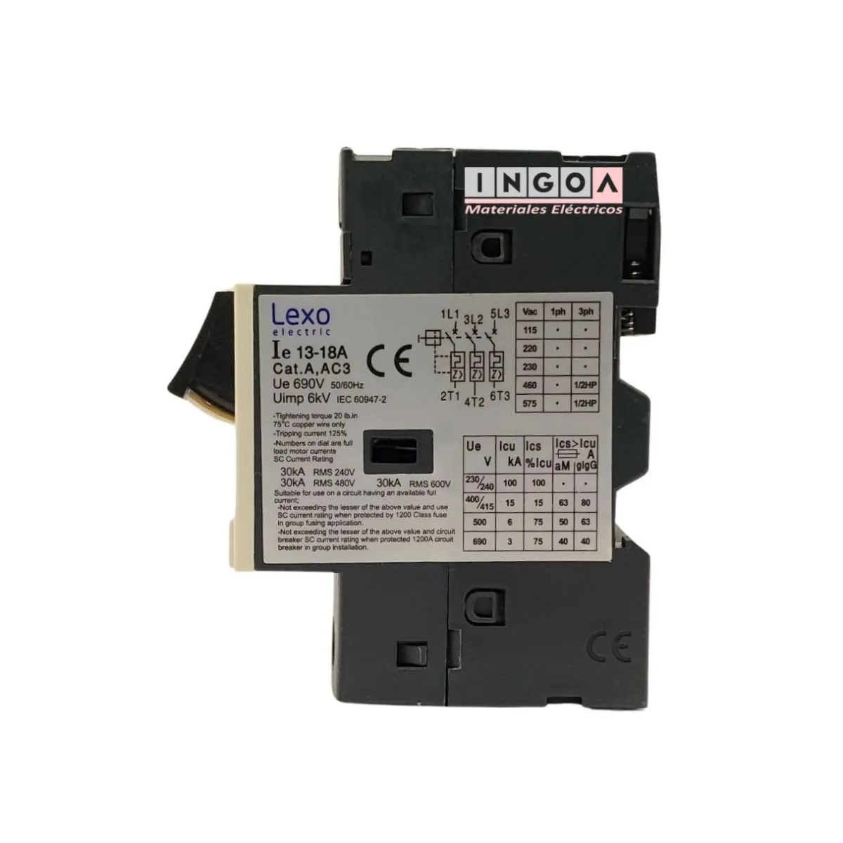 LEXO - GUARDAMOTOR 13-18A 660V LEXO