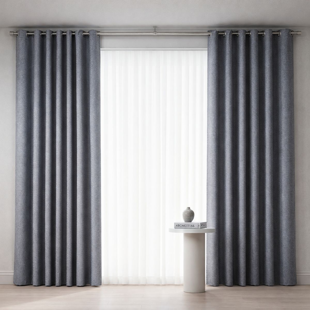 ARMONIA - Cortina Decorativa Gris Oscuro Blackout Forro Negro N°102