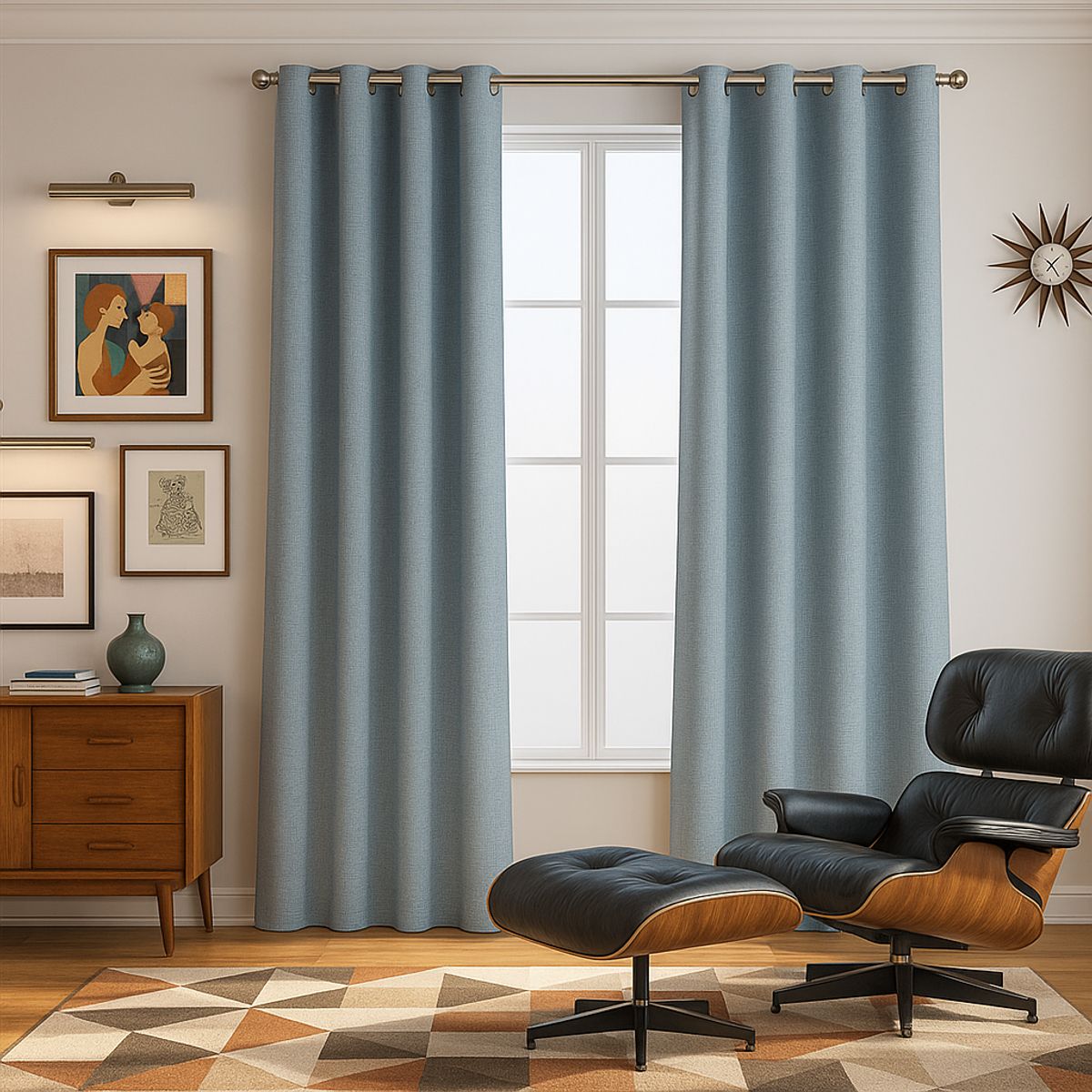 ARMONIA - Cortina Opaca Gris Forro Blanco 2 Paños Decorativa N°113