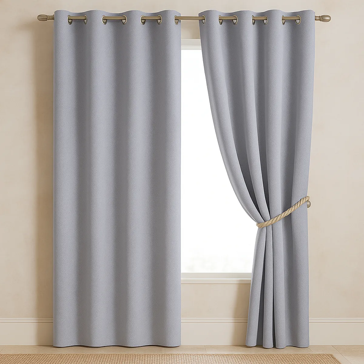 ARMONIA - Cortina Blackout Gris 2 Paños Forro Negro N°106