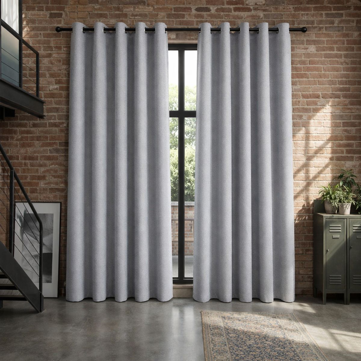 ARMONIA - Cortina 2 Paños Gris Decorativa Blackout Forro Negro N°121