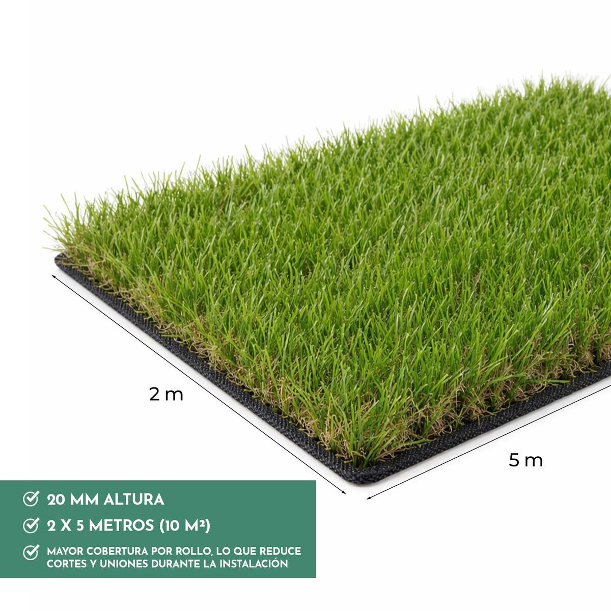 NOVAHUS - Pasto Sintético  Luxury Turf 20mm 2x5 Metros 10m2