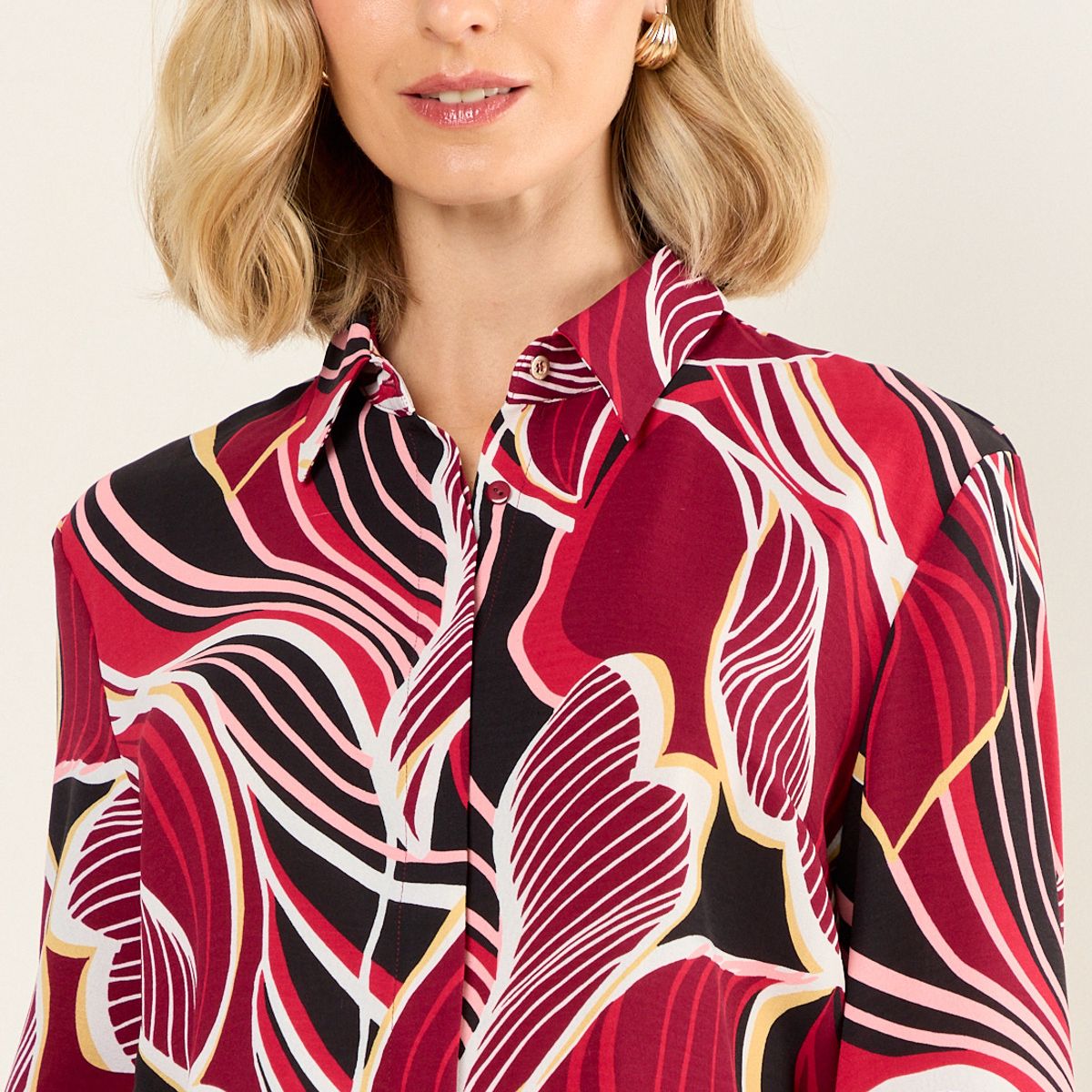 MA GRIFFE - Blusa Camisera Estampada Mujer Negro Magriffe