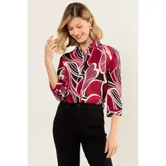 MA GRIFFE - Blusa Camisera Estampada Mujer Negro Magriffe