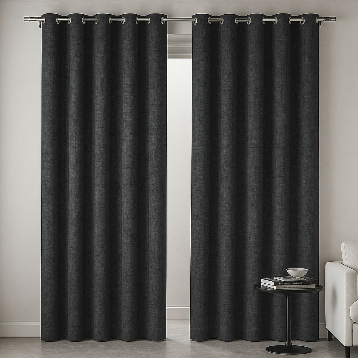 ARMONIA - Cortina Blackout Gris Oscuro 2 Paños Forro Blanco N°110