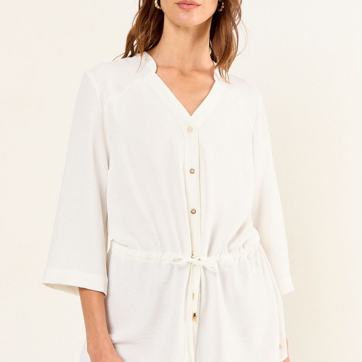 MA GRIFFE - Blusa Lazo Mujer Crudo Magriffe