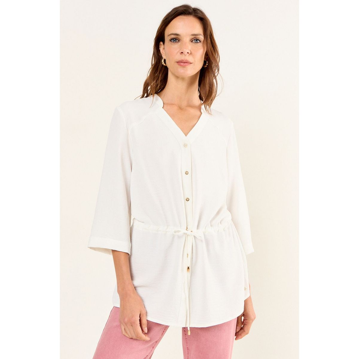 MA GRIFFE - Blusa Lazo Mujer Crudo Magriffe