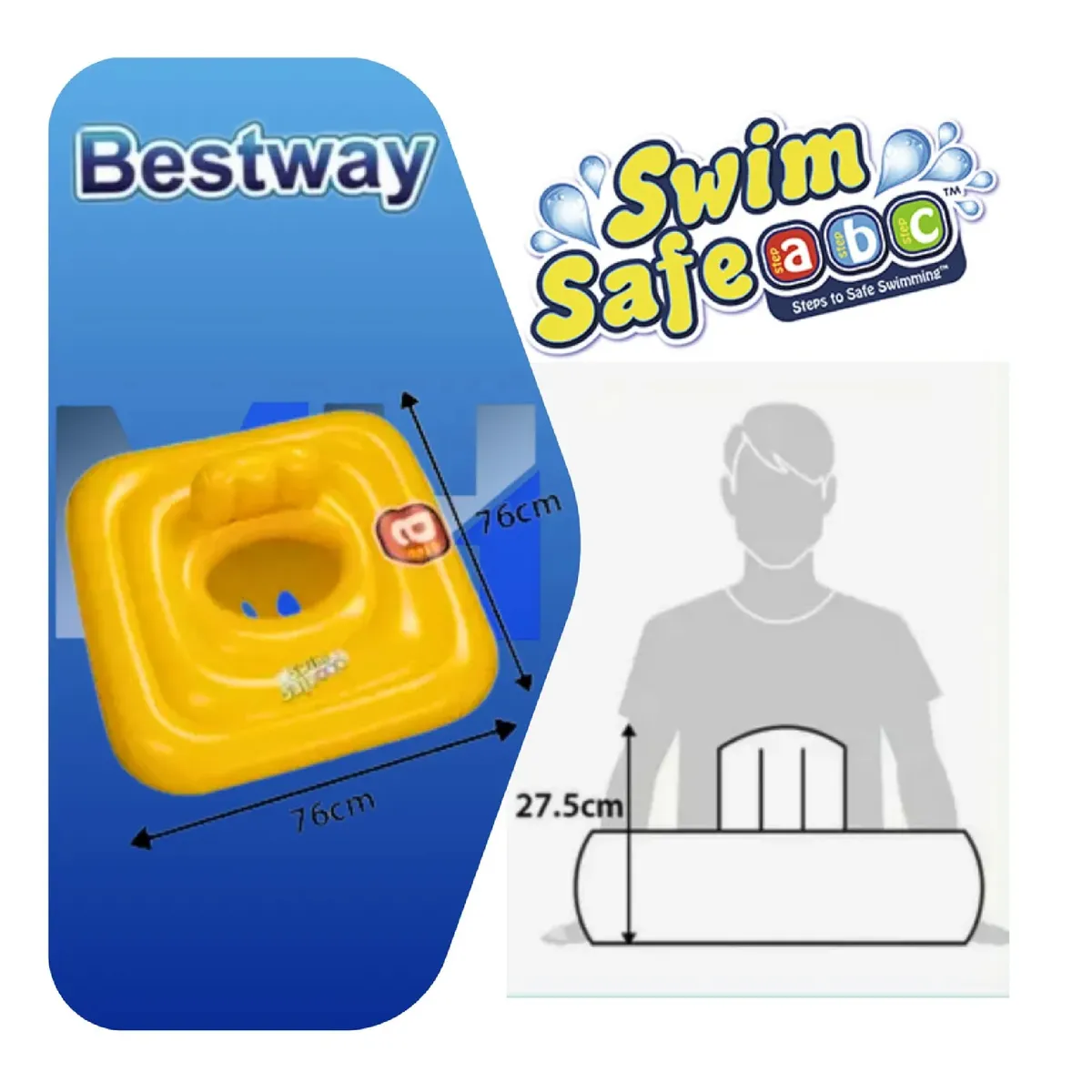 BESTWAY - Flotador Inflable Bestway Safe Step A 76x76cm Asiento Seguro