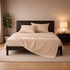ARMONIA - Sábanas 800 Hilos 15 Plazas Beige Suave y Elegante