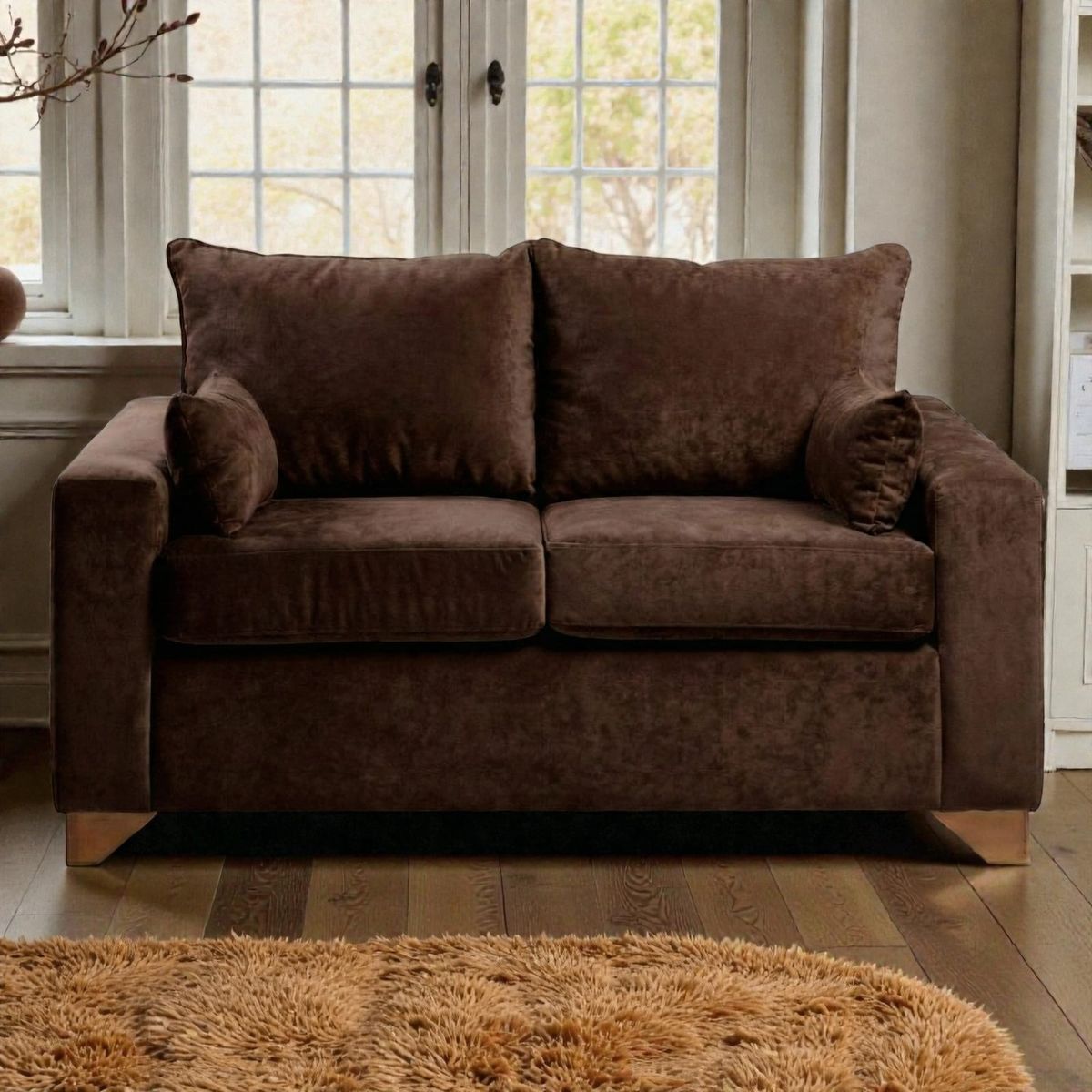 DISEÑOS VALESTRINI - SOFA STEFANNY EN FELPA CHOCOLATE