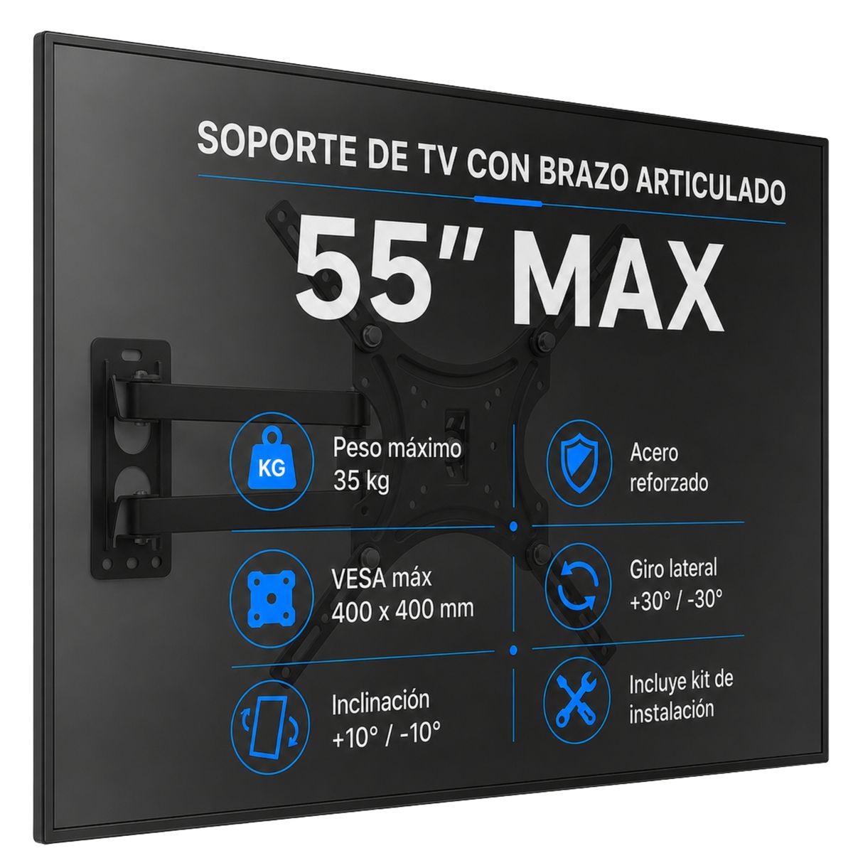 Digilife - Soporte de TV con Brazo Articulado 26 a 55  35KG Max  BK55