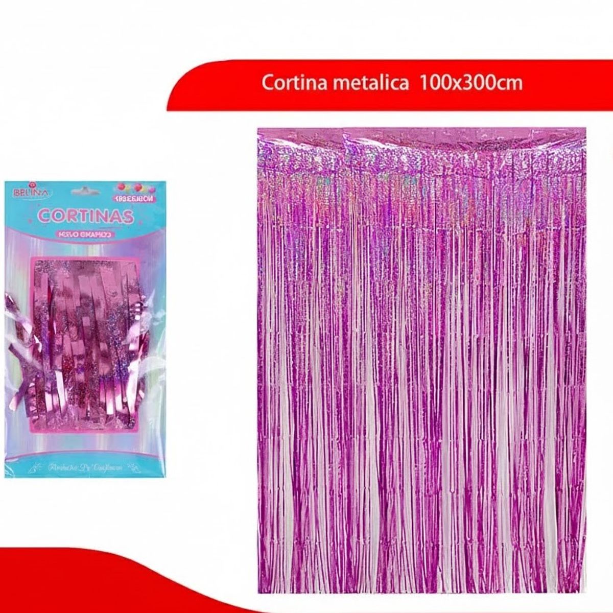 GENERICO - Cortina Metalica Rosa 100x300cm