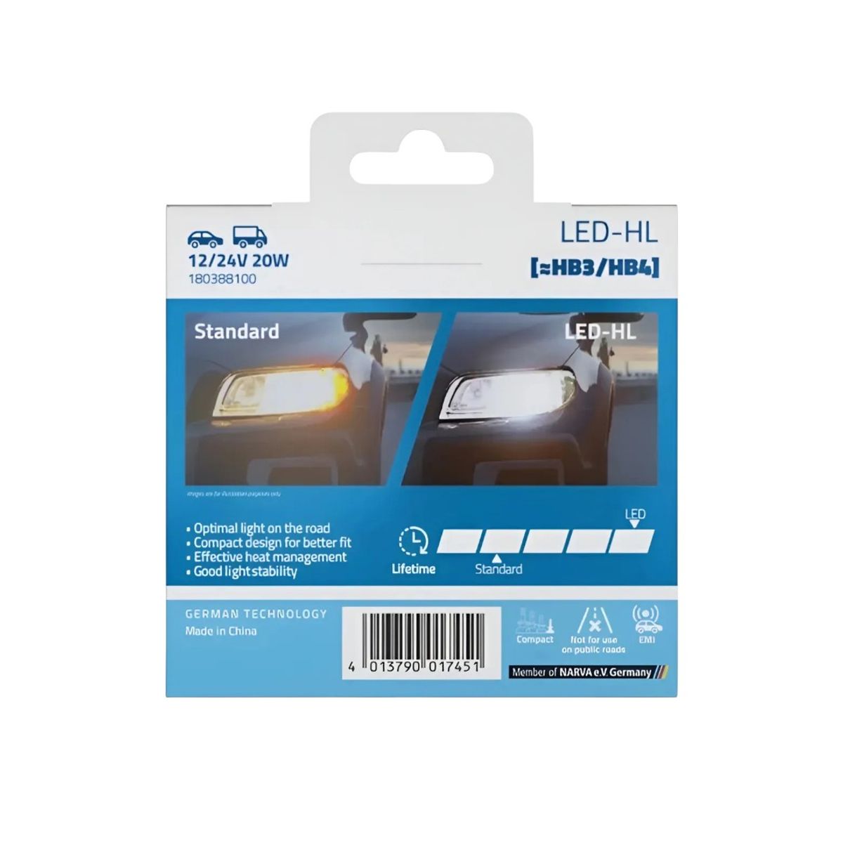 NARVA - Kit Ampolletas Led Range Performance HB3 HB4 20W 12 24V