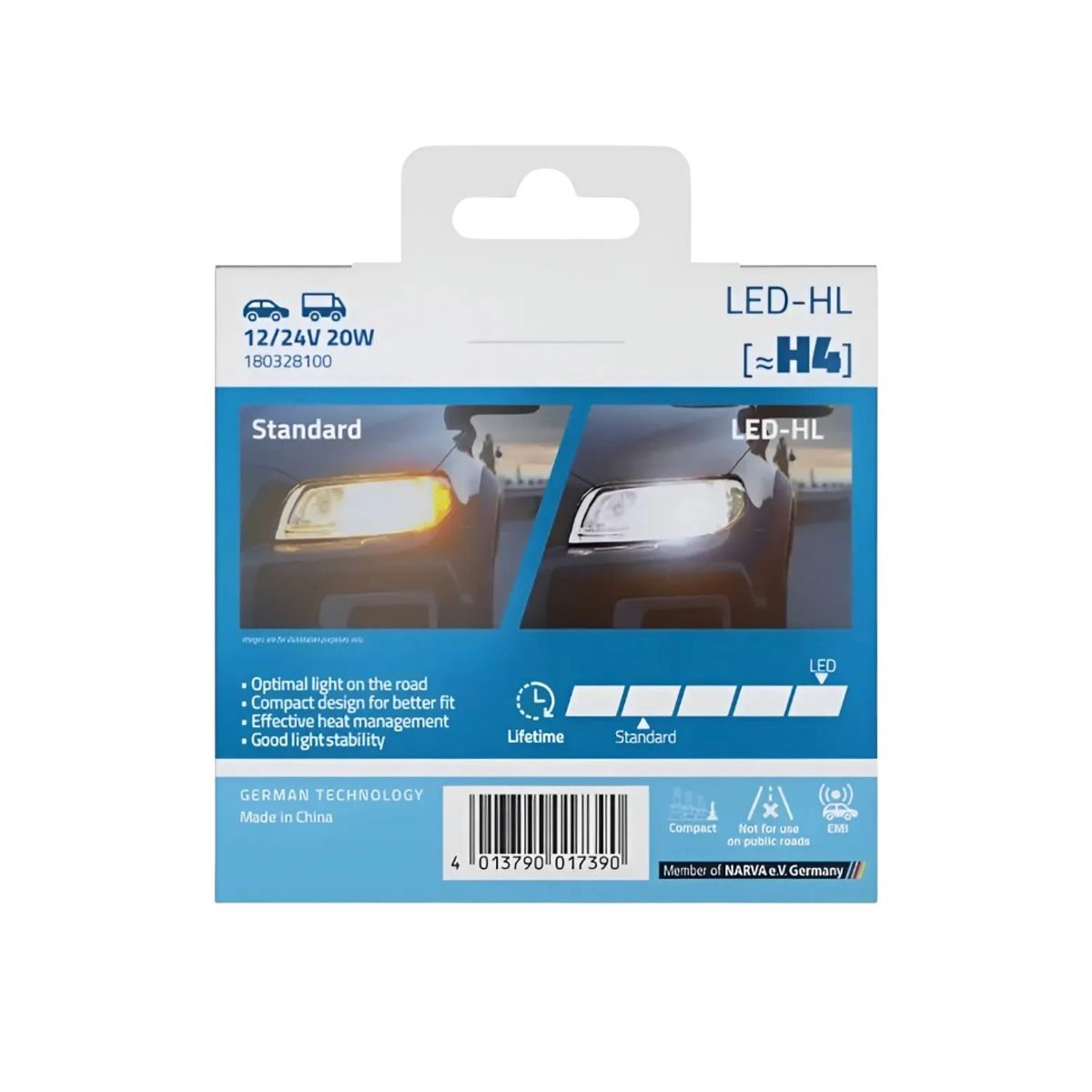 NARVA - Kit Ampolletas Led H4 12 24V 20W Para Auto
