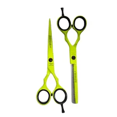 HENBOR - Kit Tijera Italana Microdentada Y Esculpidora Neon 6