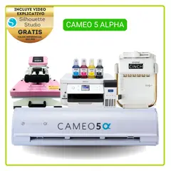 SILHOUETTE - SAN 10 Cameo 5 ALPHA + ESTAMPADORA + IMPRESORA DE SUBLIMACION + ENCUADERNADORA