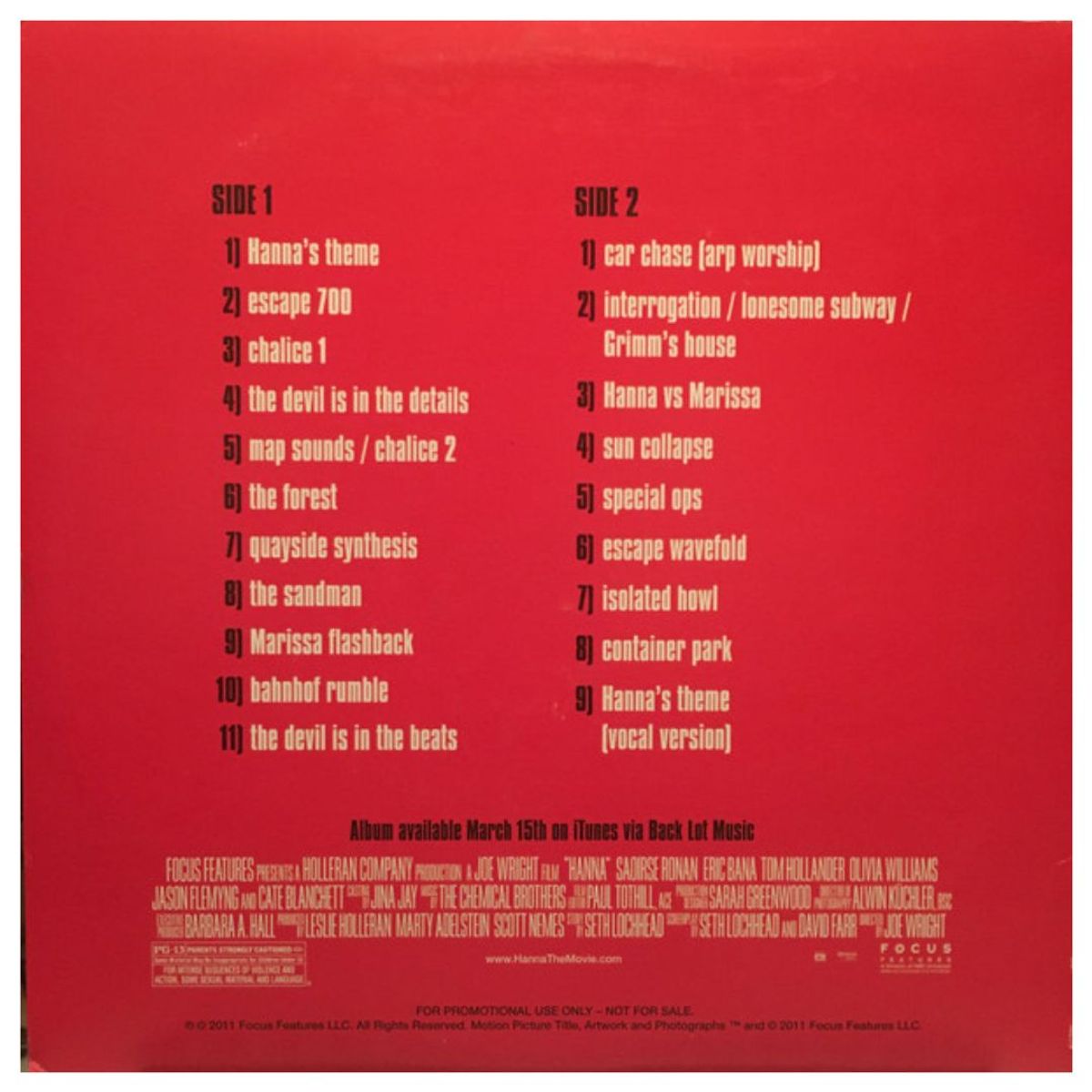 GENERICO - THE CHEMICAL BROTHERS - HANNA OST PROMO  VINILO