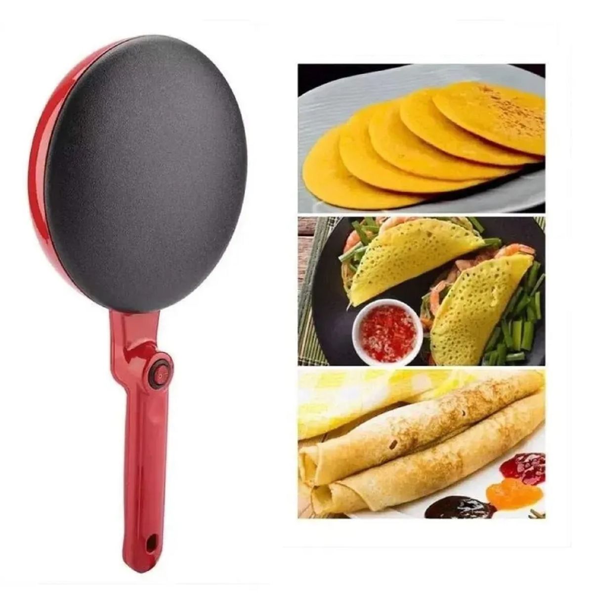 GENERICO - Panquequera Electrica Crepera Sartén 20 Cm Antiadherente