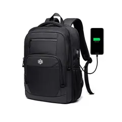 HARDLEY - Mochila Notebook Impermeable Antirrobo Nylon Balistico Usb - Negro - 20