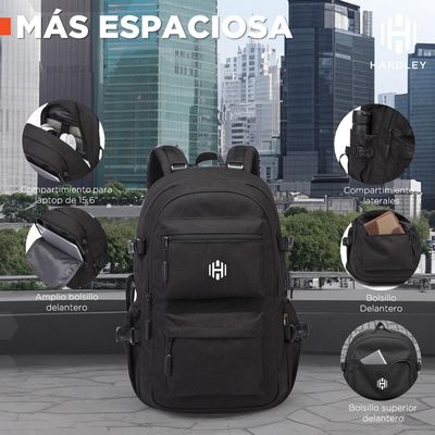 Imagen 2 del producto Mochila Notebook Antirrobo Impermeable 37 lt Urbana - Negro - 37