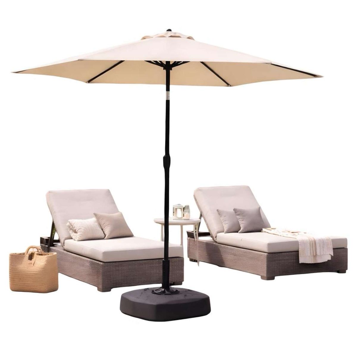 Quitasol Sombrilla Beige con Base, marca GENERICO - Foto 2