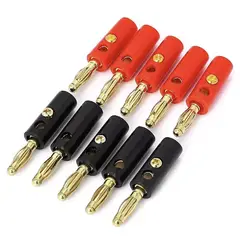 GENERICO - Pack 10 Conectores Banana Macho Plug Negro Y Rojo