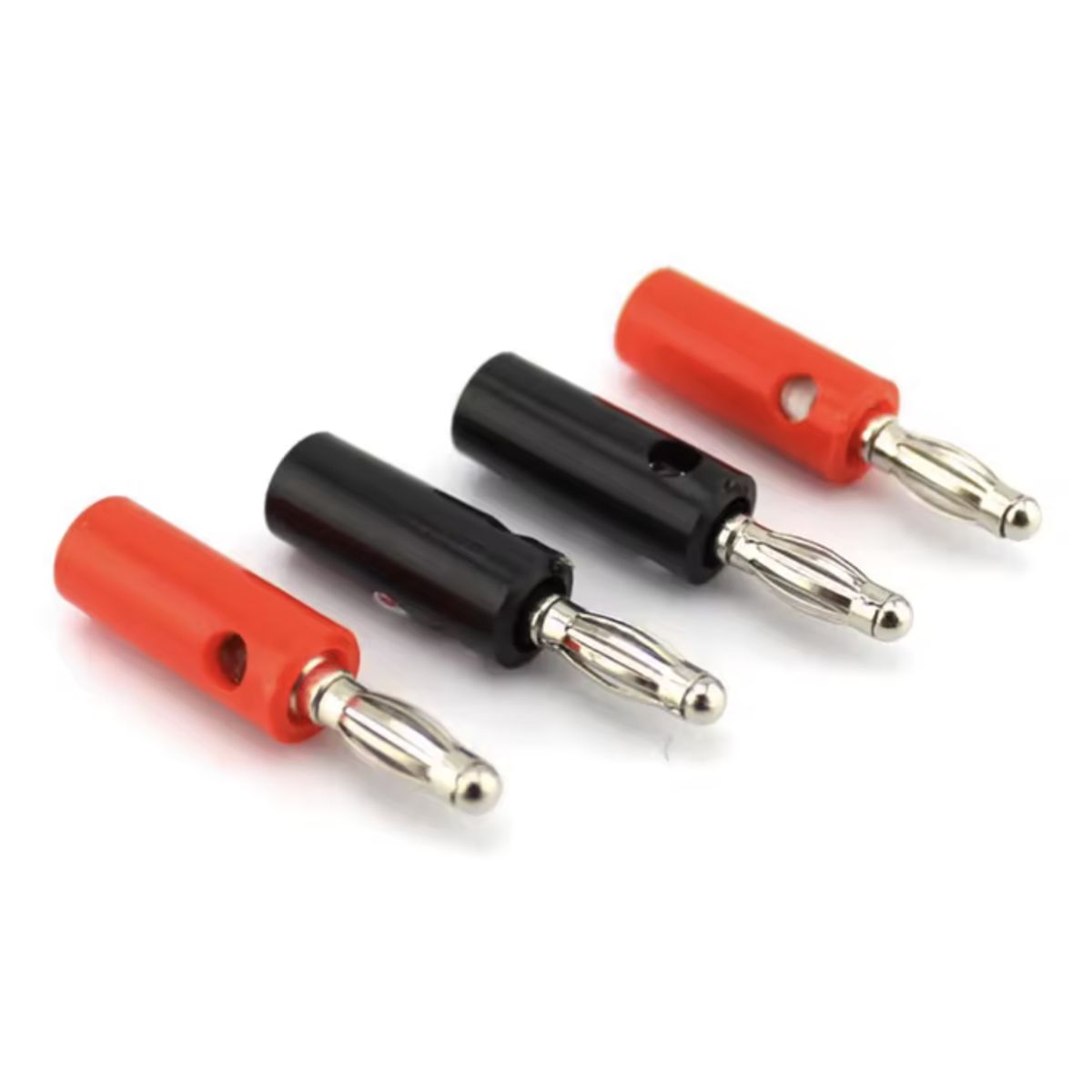 GENERICO - Pack 10 Conectores Banana Macho Plug Negro Y Rojo