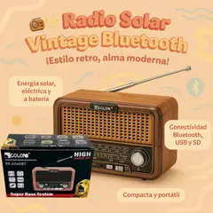 GENERICO - Radio Solar Vintage Am Fm Sw Bluetooth