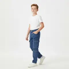 KIBOU - Pantalon Jeans Niño Cargo Urbano Con Bolsillos Funcionales