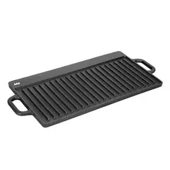 GENERICO - 2 En 1 Plancha Churrasquera Reversible Hierro Fundido 50cm Negro BELUG