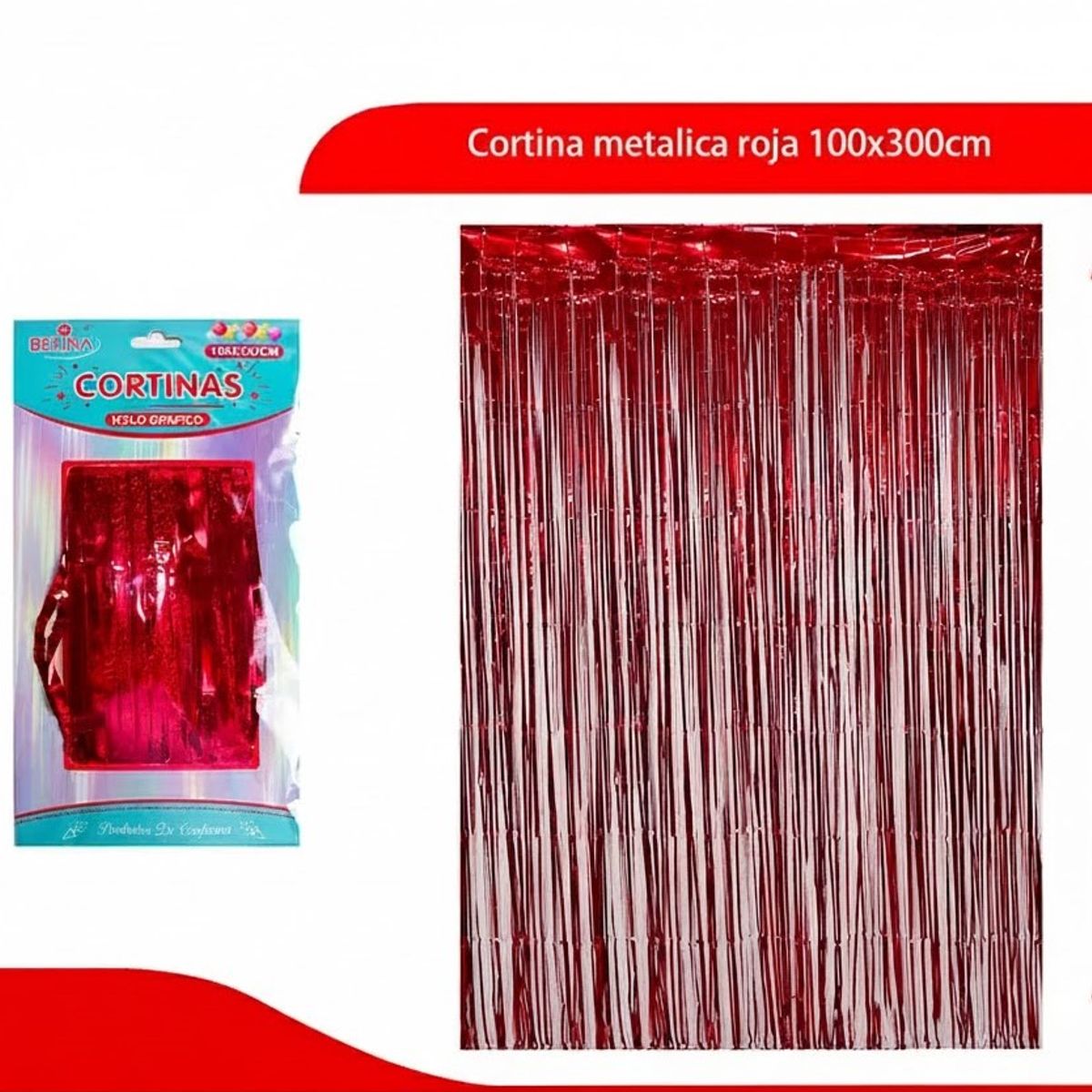 GENERICO - Cortina Metalica Roja 100x300cm