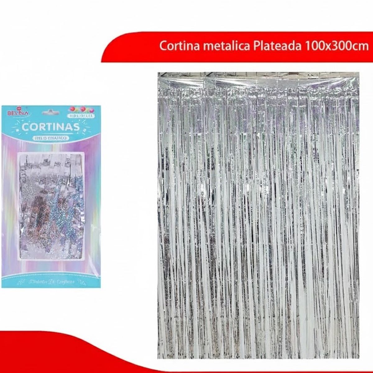 GENERICO - Cortina Metalica Plateada 100x300cm