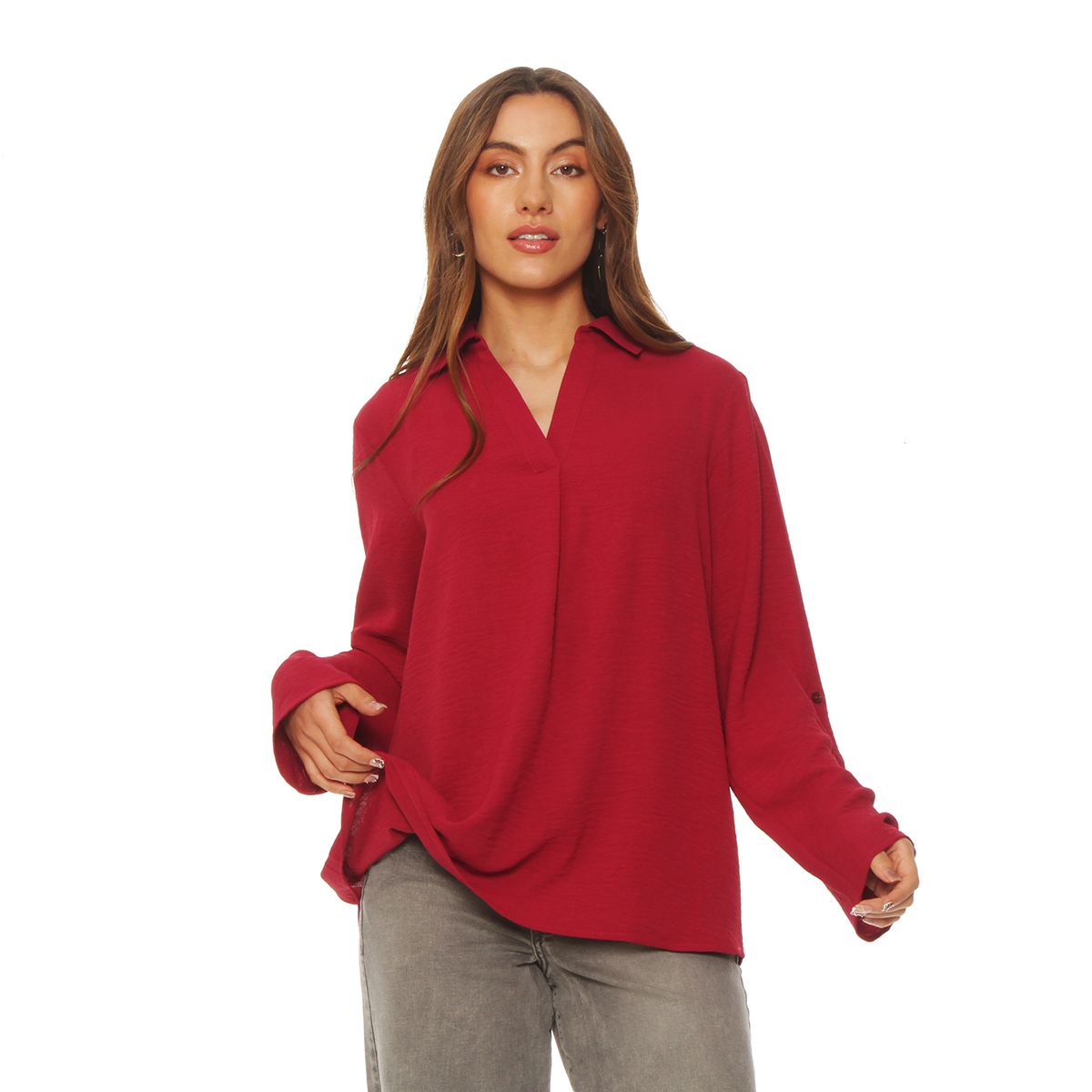 WADOS - BLUSA MANGA LARGA  ESCOTE V CON CUELLO