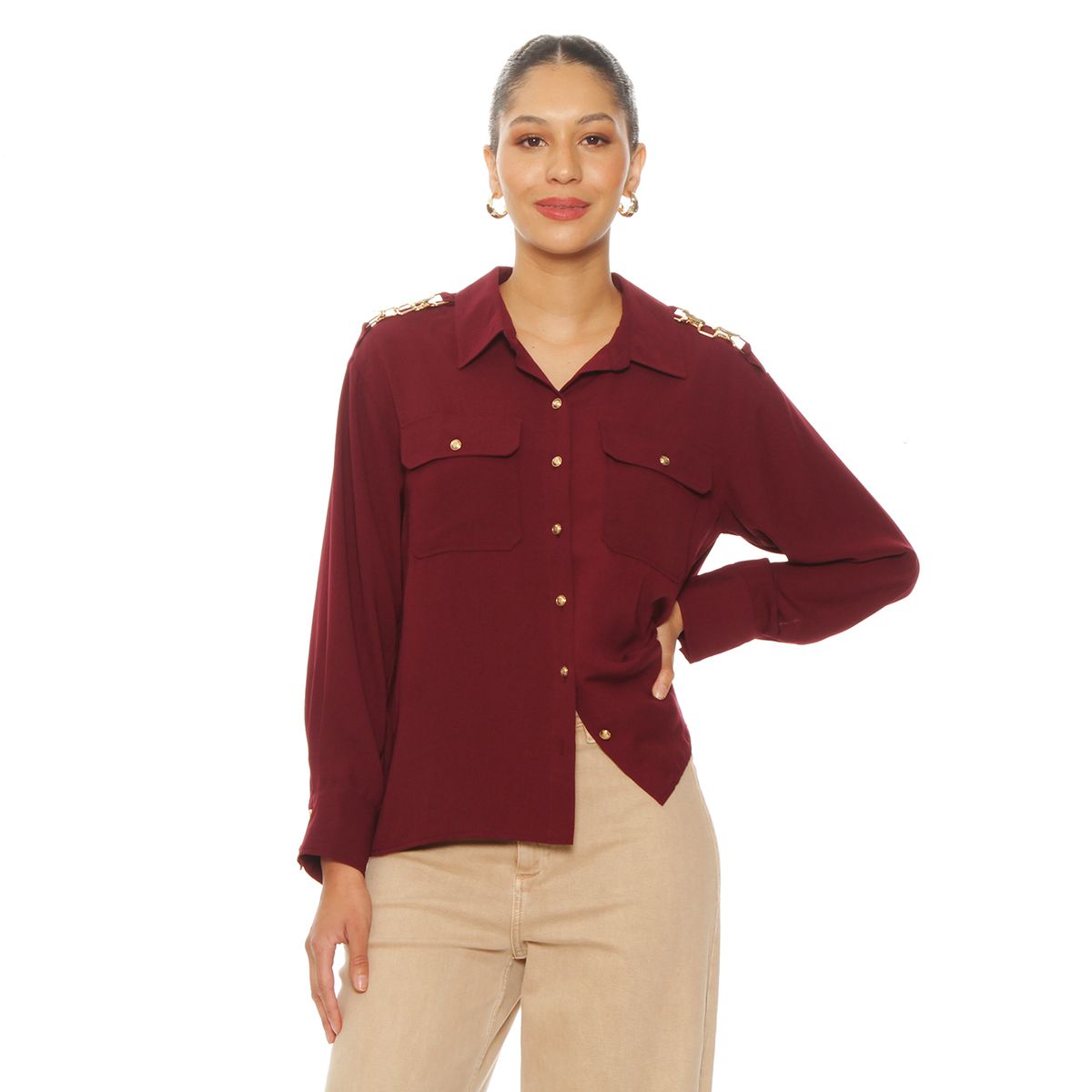 WADOS - BLUSA MANGA LARGA ABOTONADA EN DELANTERO CON BOLSILLO