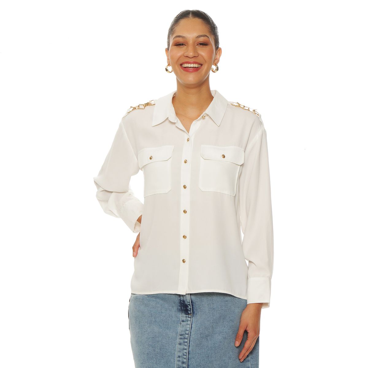 WADOS - BLUSA MANGA LARGA ABOTONADA EN DELANTERO CON BOLSILLO