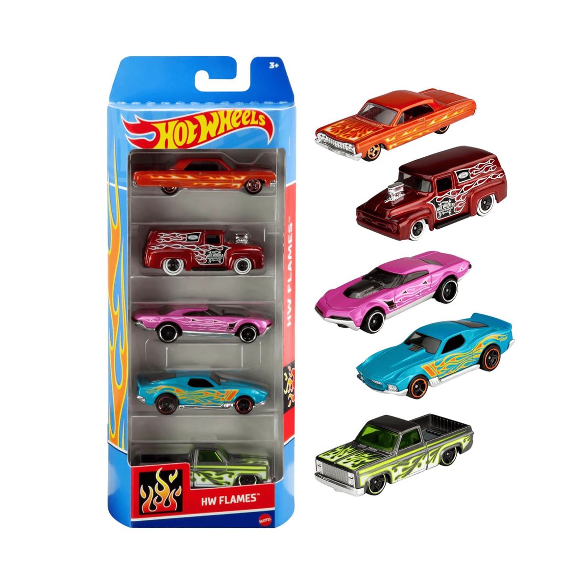 MATTEL - Pack 5 Autos Hot Wheels Al Azar