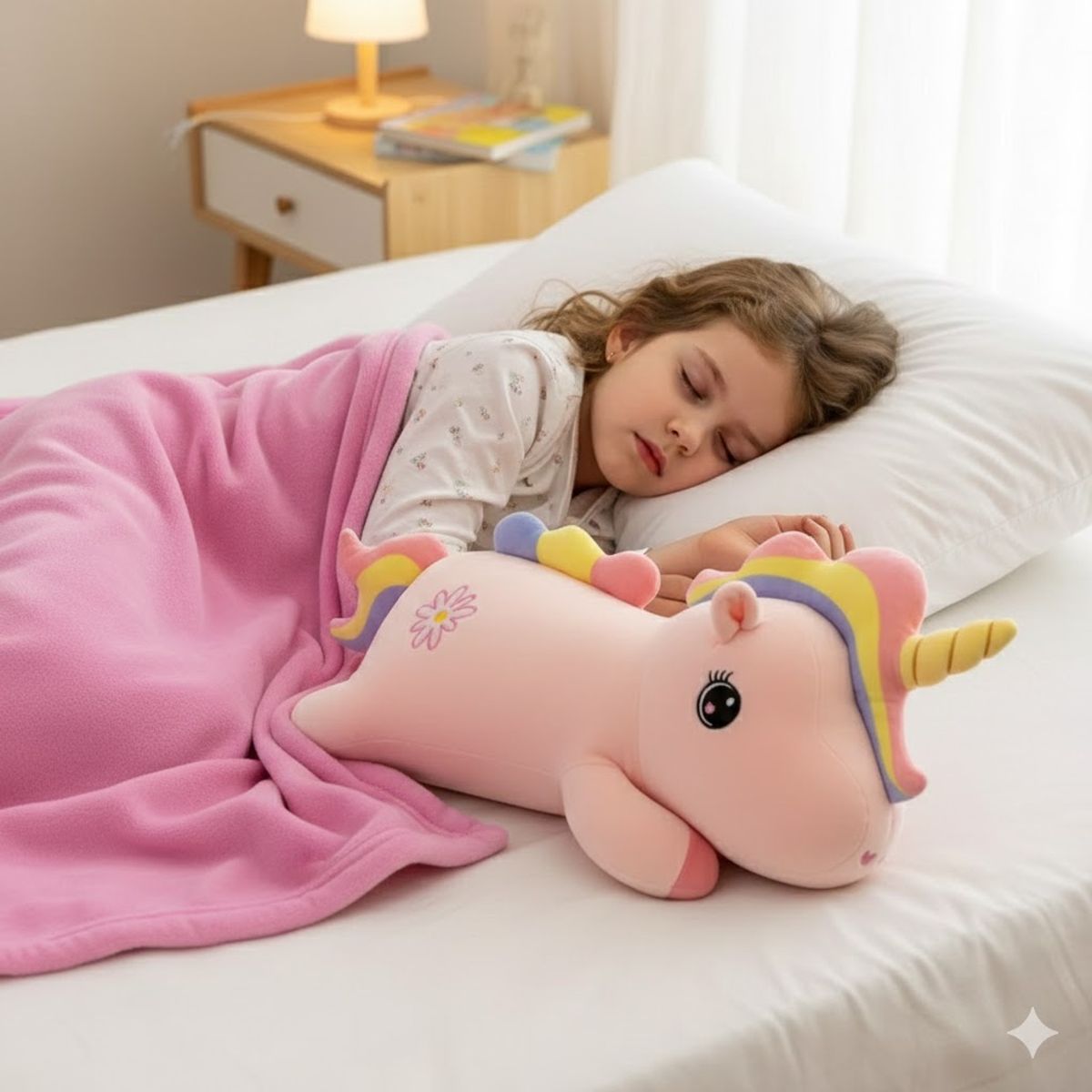 GENERICO - PELUCHE UNICORNIO MULTICOLOR 45 CM CON MANTA  1X140 CM LA MANTA SE PUEDE GUARDAR DENTRO PELUCHE