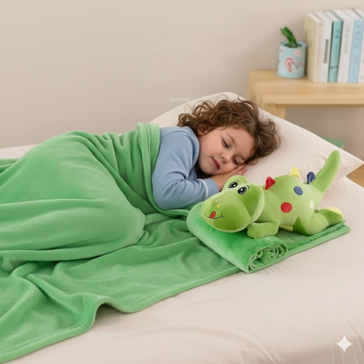 GENERICO - PELUCHE VERDE 45 CM CON MANTA  1X140 CM LA MANTA SE PUEDE GUARDAR DENTRO PELUCHE