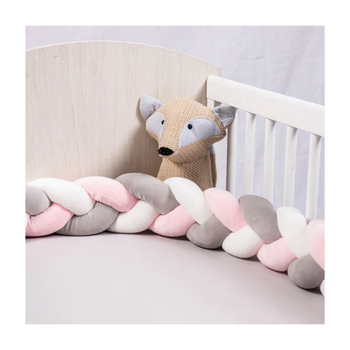 GENERICO - Cojín Trenza Protección para Cuna de Bebe en Rosado 3mts