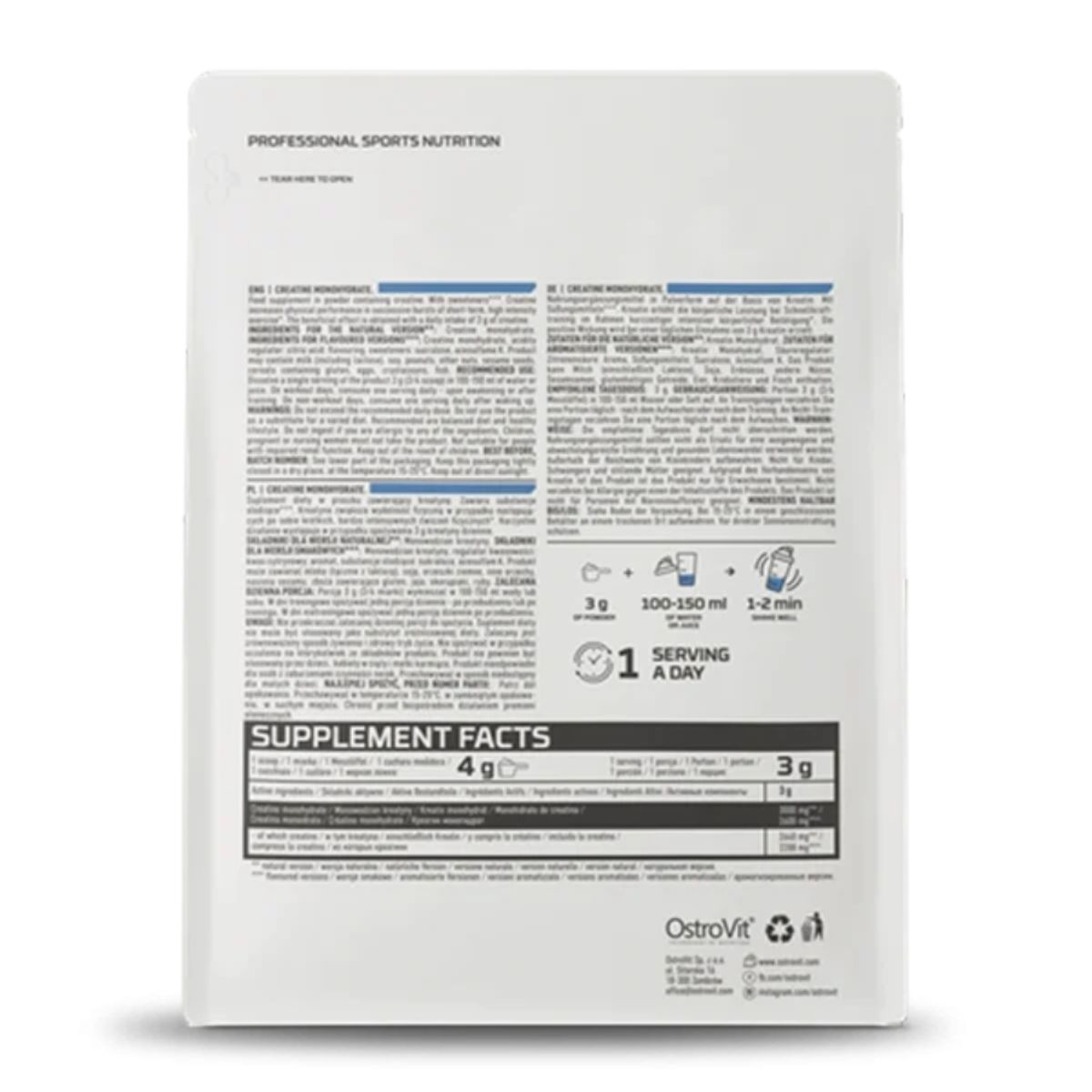 OSTROVIT - Creatina Monohidratada Ostrovit 500 Grs