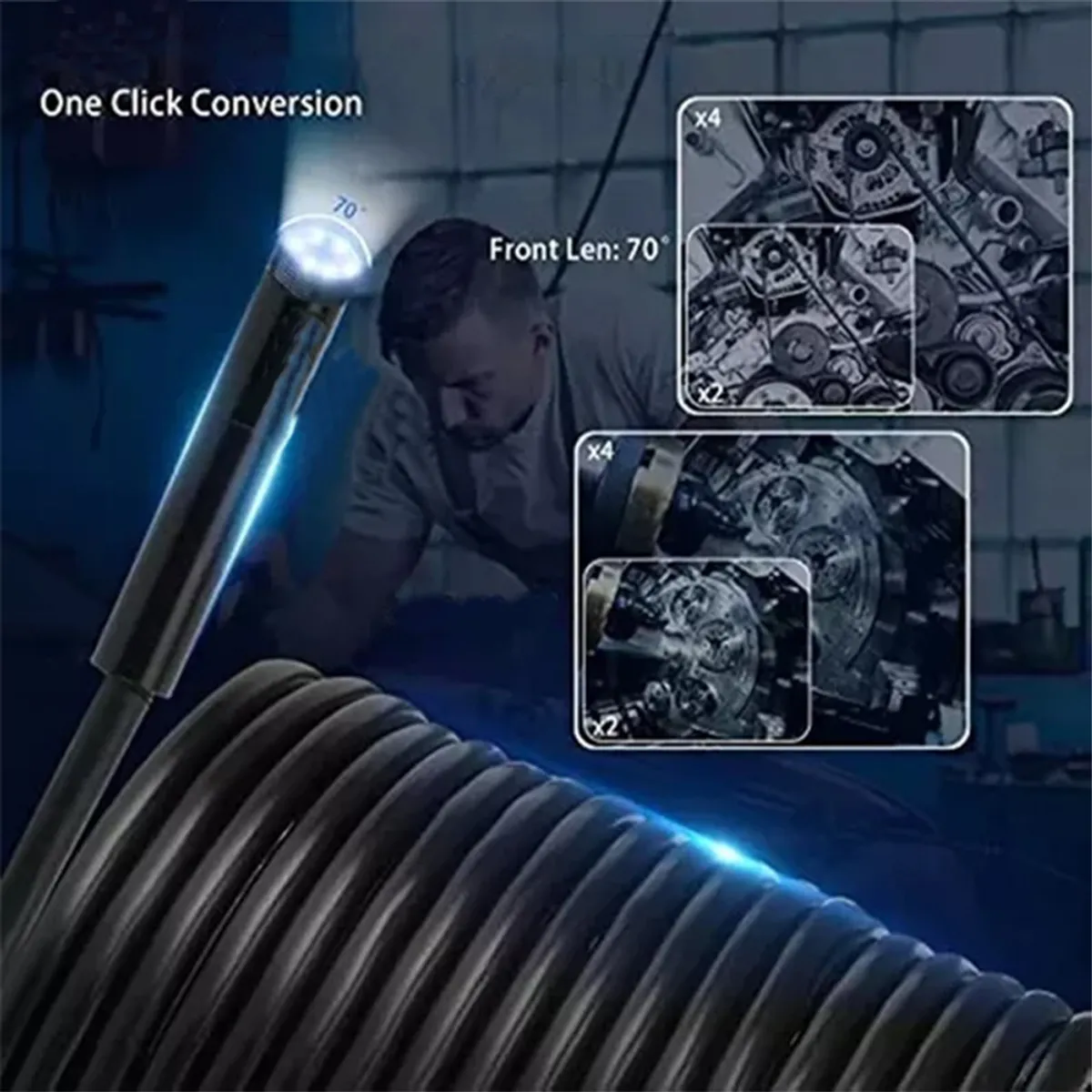 ATURE - Endoscopio Tubería Industrial Con Lente Sola Hd 1080p 5m 8mm