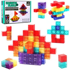 LUKOVEE - Juguete de Bloques Magnético Educativos Montessori para Niños 48 Piezas