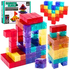 LUKOVEE - Juguete de Bloques Magnético Educativos Montessori para Niños 72 Piezas
