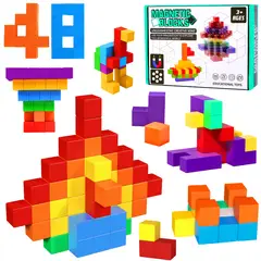 LUKOVEE - Juguete de Bloques Magnéticos Educativos Montessori para Niños 48 Piezas