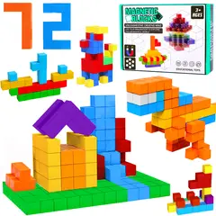 LUKOVEE - Juguete de Bloques Magnéticos Educativos Montessori para Niños 72 Piezas