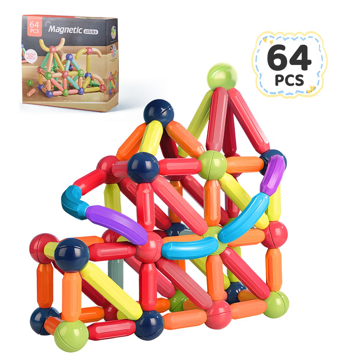 LUKOVEE - Set Còlourful Bloques Magnéticos Didáctic Para Construir 64 Piezas