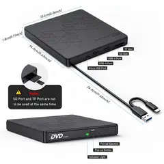 TIOZONEY - 5en1 Unidad externa de CD y DVD USB 30 portátil DVD