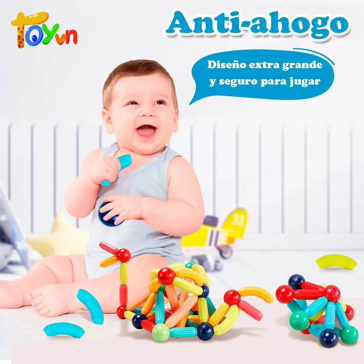 TOYUN TOYUN - 130 Unidades Bloques De Construcción Con Barra Magnética