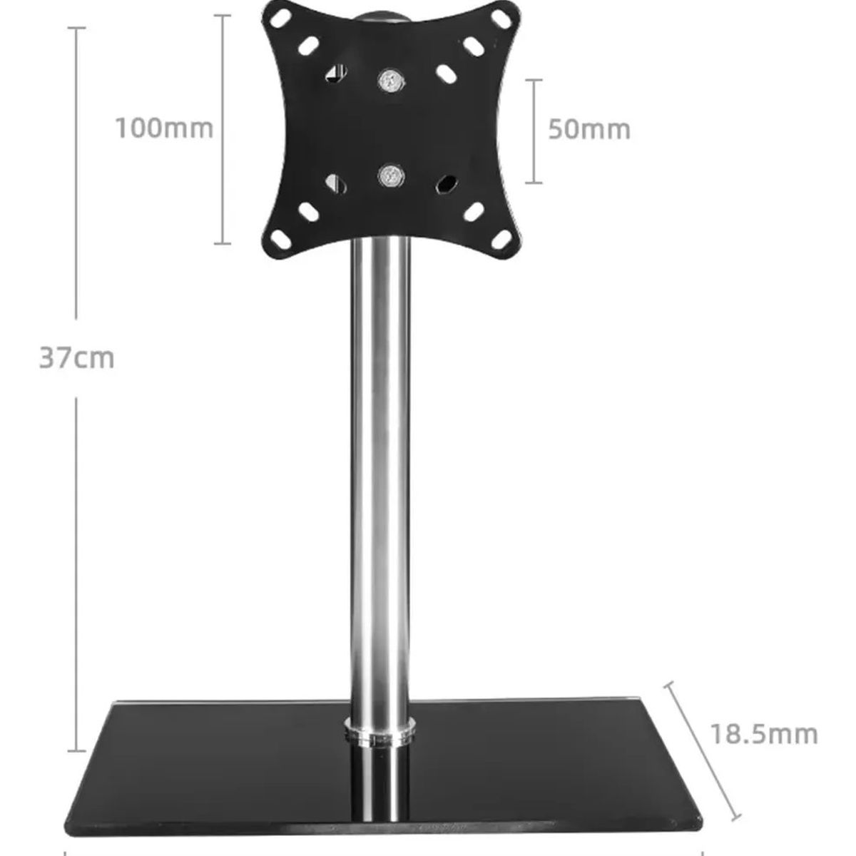 KUANGYE - Soporte Monitor Ajustable 14-27 Sobre Mesa Base Cristal 38cm Negro