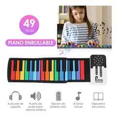 GENERICO - Piano Portátil Teclado Musical Flexible Arcoíris 49 Teclas